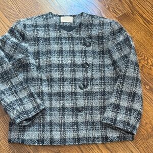 Pendleton grey tweed collarless jacket - VINTAGE - size 12
